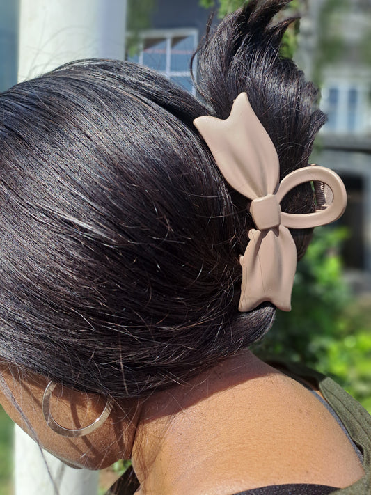 Chocolate Matte Bow Claw Clip