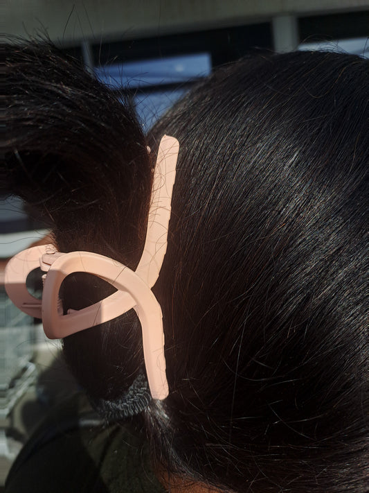 Peach Matte Ribbon Claw Clip